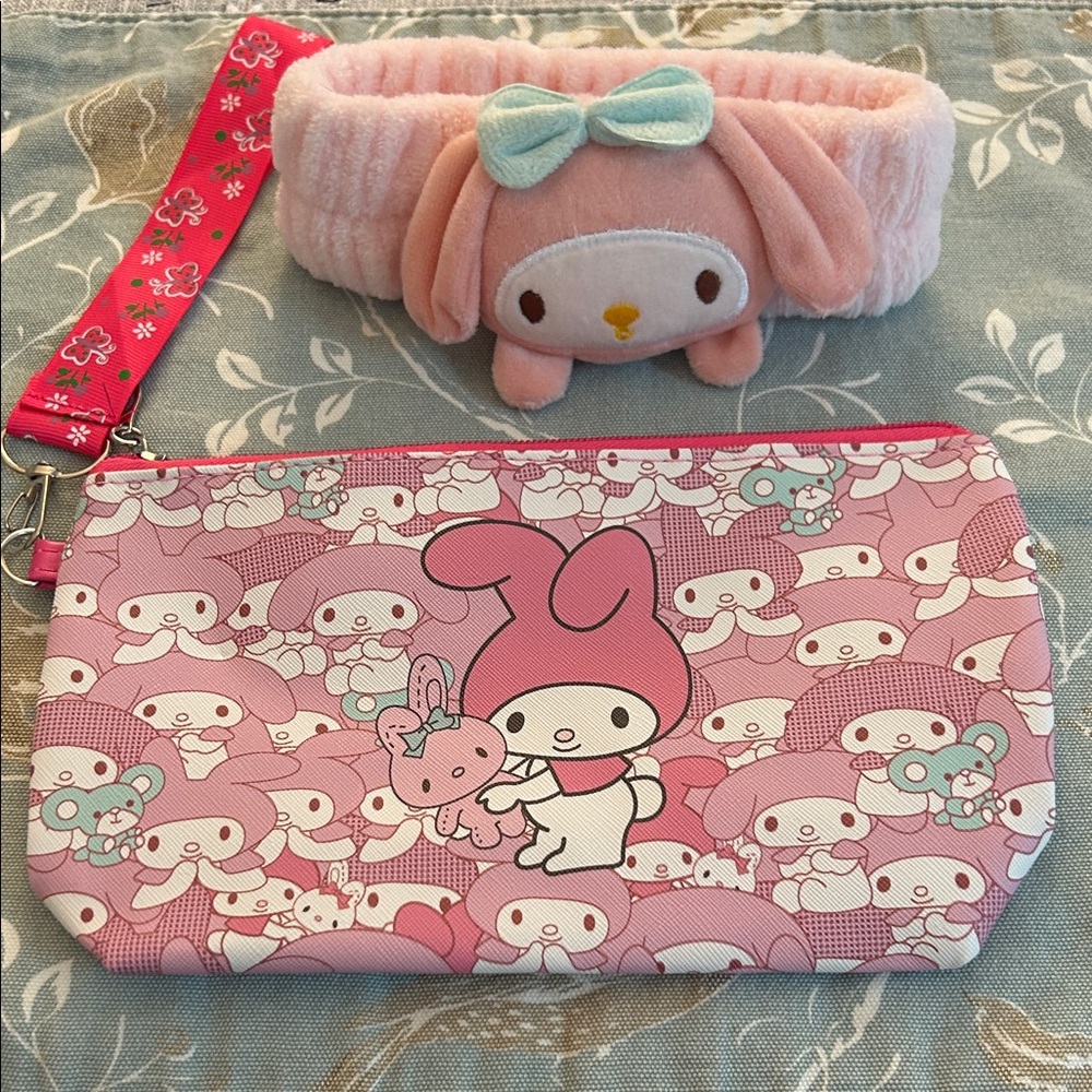 Spa Headband and Makeup Bag Set